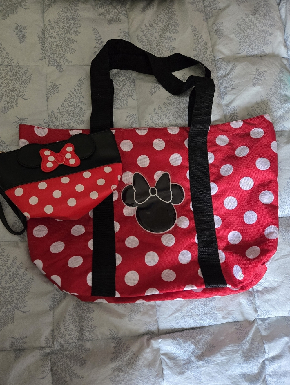 Red Polka Dot Minnie-Inspired Tote with Wristlet Disney
